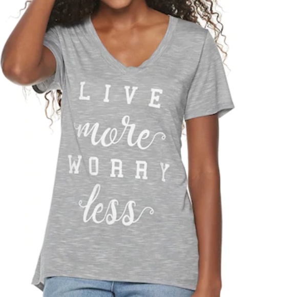 Tops - Live More Worry Less Tee Shirt Medium Woman